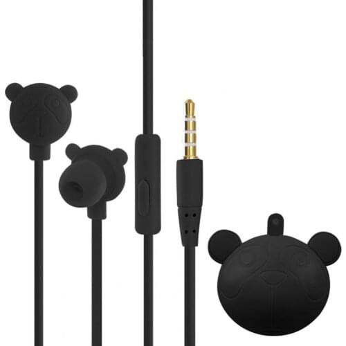 Cute Cartoon Bear 3.5mm In-ear Earbuds Lovely Wired Earphone Headset with Mic for Girl New Year Small Gift With Storage Box
