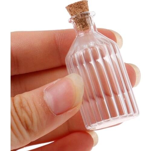 1:12 Dollhouse Miniature Glass Bottle Cork Cover Tiny Jar Vials Model Doll Toy For Dollhouse Decoration New