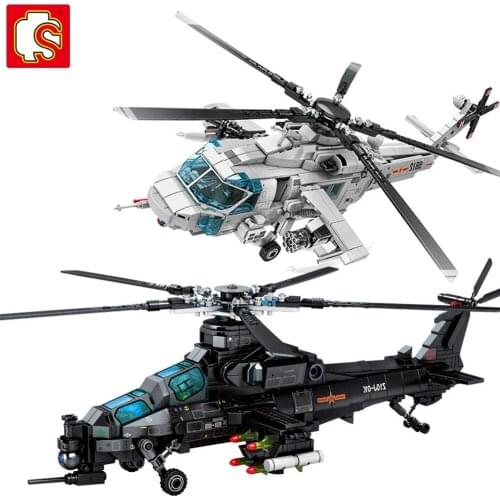 Helicopter sets City police Military plane Building blocks war army Fighter fire Rescue Black Copter swat Technical Bricks