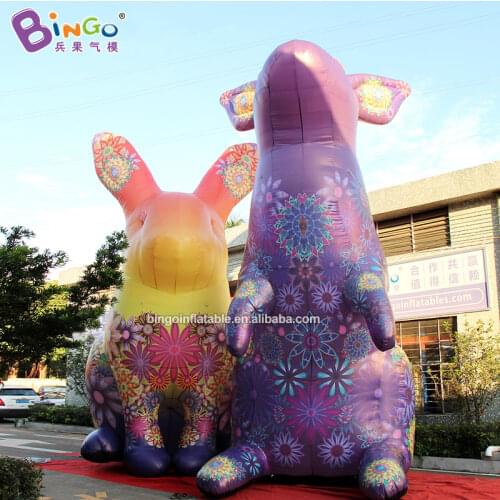 Fancy design 8m height inflatable rabbit cartoon / Giant Pattern bunny air filled customize advertising balloon toy for sale