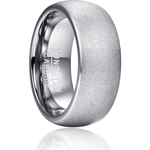 New Fashion Sandblasted Steel Color Dome Tungsten Carbide Rings For Men Engagement Rings