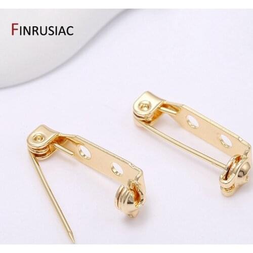 4 Types 14K Real Gold Plated Brass Metal Brooch Base Safety Clasp Brooches Pins For DIY Making Brooch Accessories