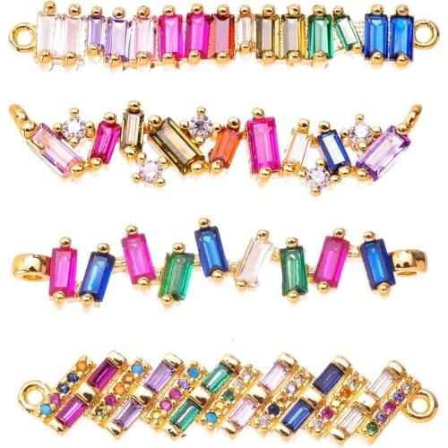 Peixin charm rainbow zircon jewelry connector luxury DIY necklace bracelet made accessories jewelry wholesale jewelry findings