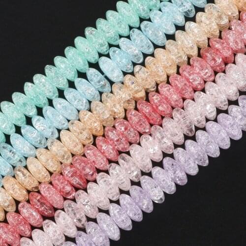 6/8/10mm Multicolor Snow Cracked Crystal Beads Rondelle Loose Quartz Crystal Beads for Jewelry Making DIY Bracelet 15inch