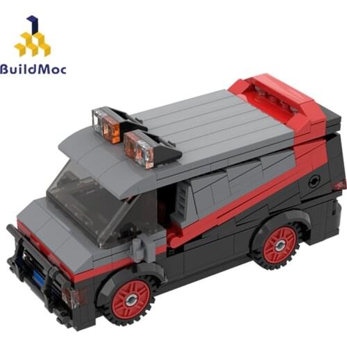 Buildmoc Technical A-team Black Off-road Vehicle Super Racing City Modular Game Building Block Model Children Toy Birthday Gift