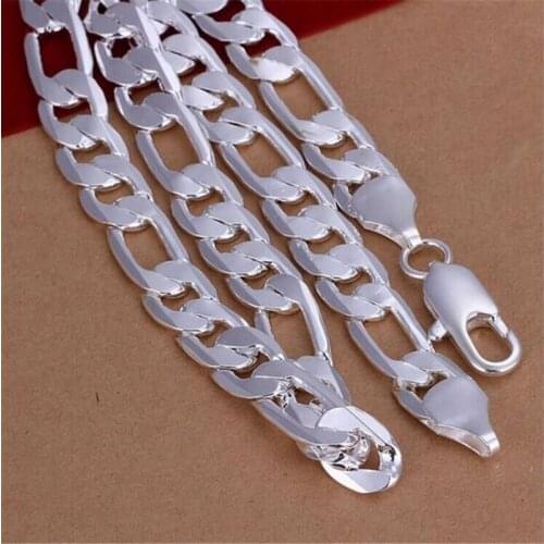 Silver color exquisite noble luxury gorgeous charm fashion 12MM Men chain male models necklace Silver jewelry