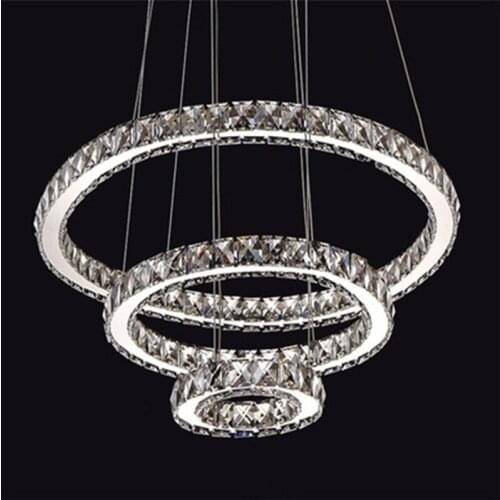 Modern LED Pendant chandelier Lights K9 Crystal Circle Ring Hanging Lamp Deco Luminaire Home Luster Lamp candelabro de cristal