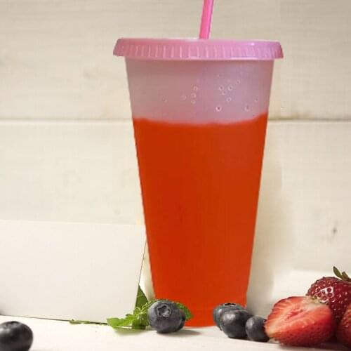 700ml Reusable Color Changing Cold Cups Plastic Tumbler With Lid Plastic Cup Straw Cup Coffee Mug Food Grade PP