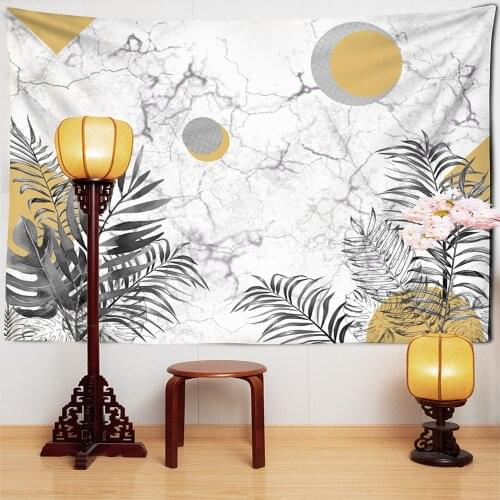 Sun Moon Palm Leaf Tapestry Wall Hanging Polyester Plant Bohemian Psychedelic Simple Printing Background Cloth Decor