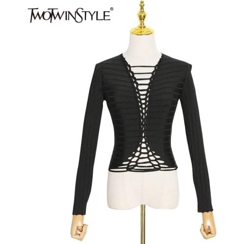 Женские полосатые футболки TWOTWINSTYLE China At AliExpress