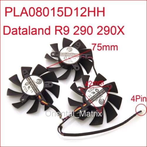 3pcs/lot PLA08015D12HH 12V 0.35A 75mm Fan 42x42x42mm 4Wire 4Pin For Dataland R9 290X 290 4GGraphics Card Cooling Fan