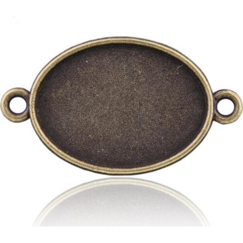 Vintage bronze diy necklace pendant single-sided double hanging oval bottom support 18*25mm 10pcs