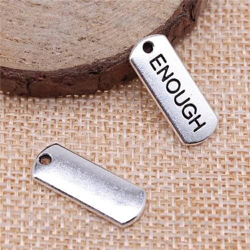 WYSIWYG 10pcs 21x8mm Charm Enough Tag 3 Colors Enough Tag Charms Enough Tag Pendant Charms For Jewelry Making