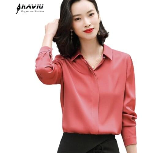 Satin Shirt Women Autumn 2020 New Fashio High-End Temperament Long Sleeve Casual Chiffon Blouses Office Ladies Formal Work Tops