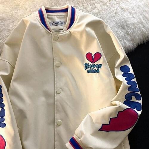 Sweet embroidery baseball uniform women Korean casual punk long-sleeved jacket streetwear Harajuku large size Zip-up outerwear