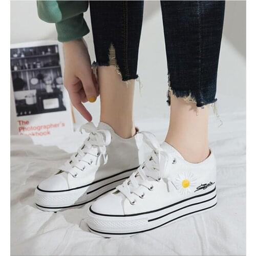 Womens Shoes Summer Canvas Hidden Wedge Sneakers Students Shoes