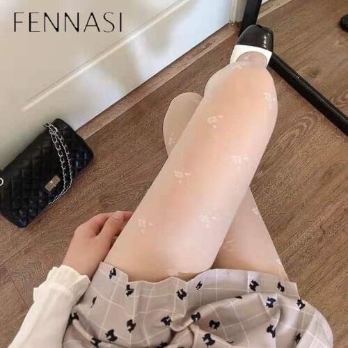FENNASI Womens tights Plus size Harajuku Japanese style Sexy stockings Socks with print white socks Transparent socks 2021