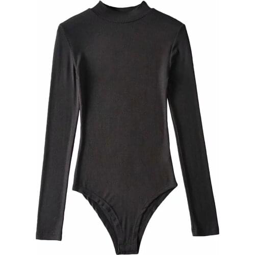 ShesModa Fitness Ribbed Turtleneck 2020 New Long Sleeves Autumn Bodysuit Women Rompers womens jumpsuit Tee