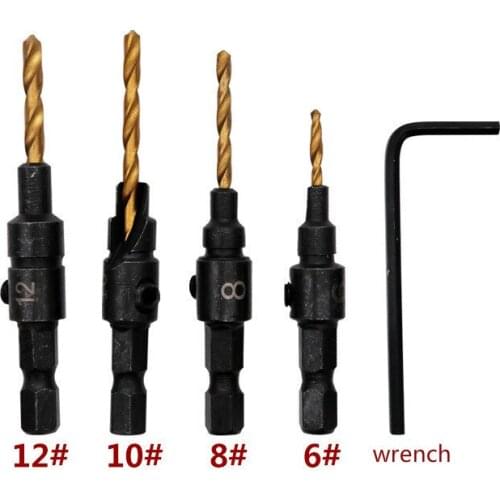 1Set Woodworking Hole Set Hexagonal Screw Hardware Tool Countersink Bit Countersink Drill Hole Drilling