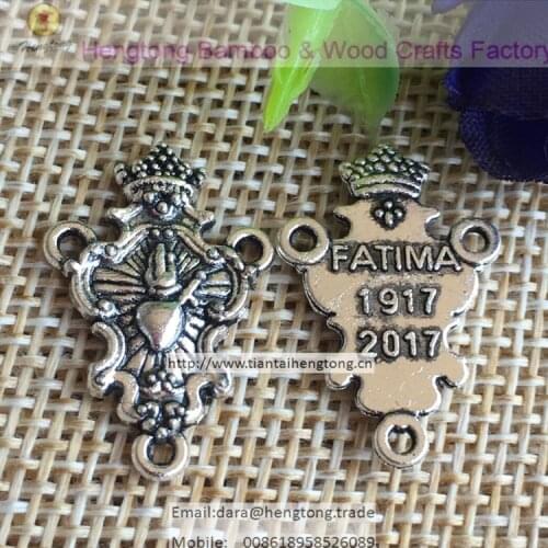 100pcs/lot 2017 three hole antique silver plating retro rosary centerpiece fatima rosary center religious medal