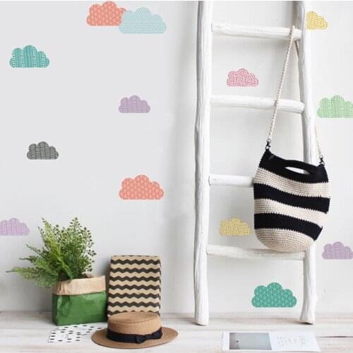 18pcs/set Cute Colored Clouds Wall Stickers Ins Nordic Style Wall Decals Girl Room Wall Decoration Living Room Bedroom Murals