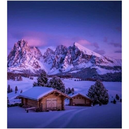 5D DIY Square Round Diamond Painting Cross Stitch Mosaic Winter House Picture Home Decoration Handmade Gift WG2347