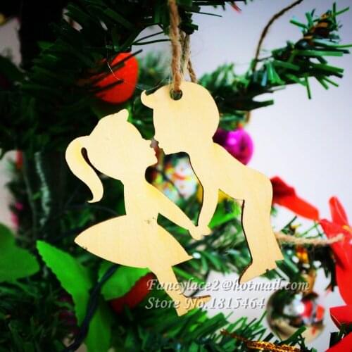 60pcs Wood Wish Card Boy & Girl Valentines Day Tag Tree Decoration Ornaments Rustic Tags Wedding Party Nature Color Gift Decor