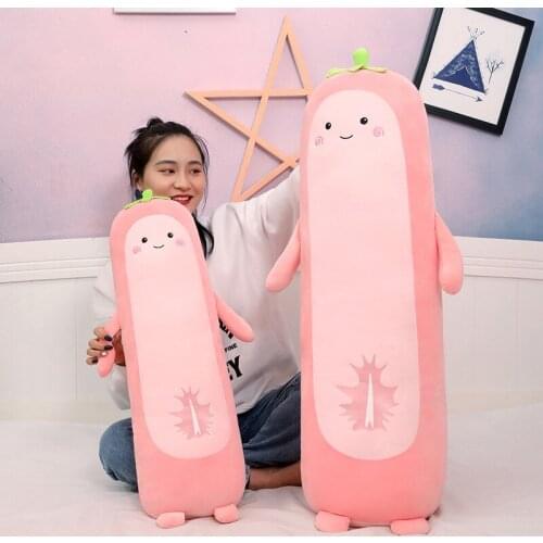 80-110cm New Cute Fruit Pink Strawberry Pillow Plush Toy Cute Pet Doll Sleeping Pillow for Girls Children Kids Birthday Gift