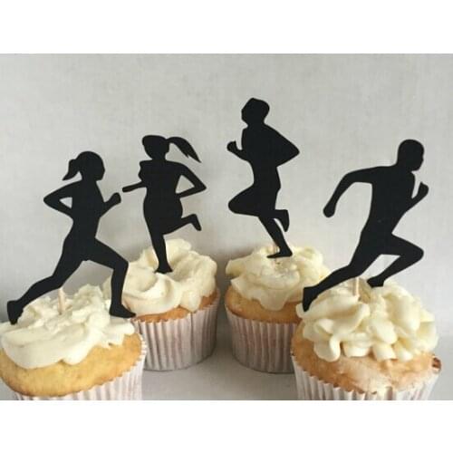 Running Jogging Silhouette cupcake toppers Bachelorette Hem night Party Supplies wedding birthday baby shower party toothpicks