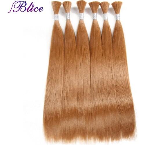 Blice Synthetic Yaki Straight Hair Bundles 18-28inch Pure Color Hair Bulk Crochet Latch Hook Synthetic Color Hair Extension