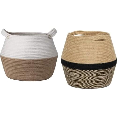 Large Plant Basket Soft Cotton Cope Storage Baskets Foldable Toy Bin Organizer for Home Interior Decorations