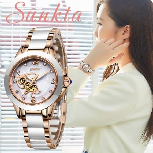 SUNKTA Rose Gold Watch Women Quartz Watches Ladies Top Brand Luxury Female Wrist Watch Girl Clock Wife gift Zegarek Damski+Box