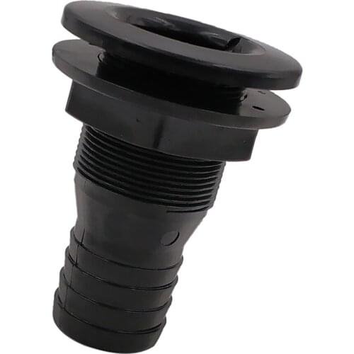 Black Plastic Thru-Hull Bilge Pump And Aerator Hose Fitting For 1.5Inch Hose