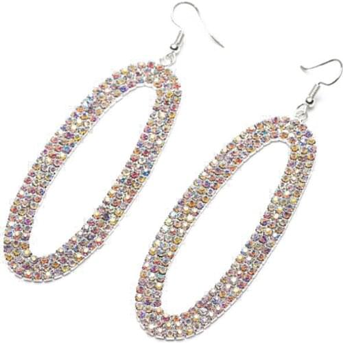 Bohemian Rhinestone Round Earrings For Women Jewelry Geometric Circle Party Ear Accessory