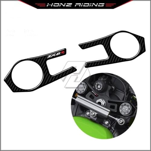 For Kawasaki ZX6R ZX-6R 2009-2011 3D Carbon Fiber Triple Tree Yoke Cover Protector Tank Pad