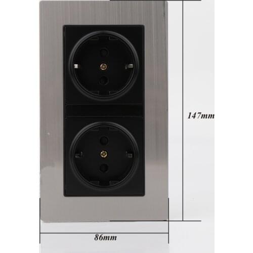 EU Double Power Socket Schuko, Schuko Power Panel, 16A EU Standard Wall Outlet