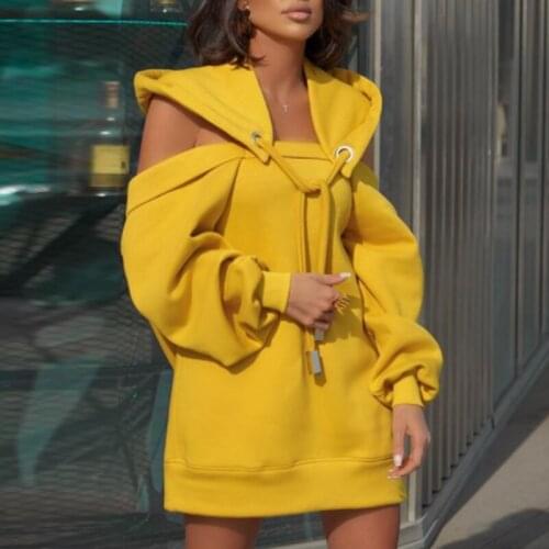 Elegant Print Hollow Out Sweatshirt Hooded Women Winter Warm Drawstring Pullover Tops Ladies Sexy Off Shoulder Oversized Hoodie