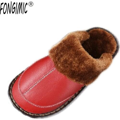 FONGIMIC House Slippers Women Home Slippers Warm Men Shoes Soft Indoor Plush Bedroom Lovers Solid Waterproof Non-slip Slippers