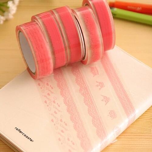 Red Pink Lace Decorative Tape for Book, Notebook, Paper Masking Tape Labelling Tape Graphic Scrapbooking Tape for Arts DIY