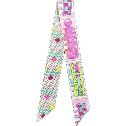 Gift Small Silk Scarf Chain Printed Ladies Scarf Luxury Brand Headband Wrapped Handbag Ribbon Classic Womens Bandanas G5