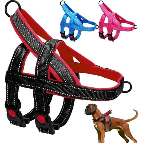 No Pull Nylon Dog Harness Reflective Adjustable Dog Harness Vest For Medium Large Dogs Walking Training Belt Pet Supplies