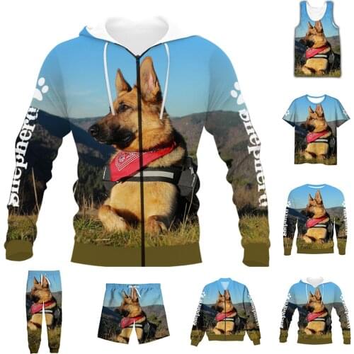 New Fashion 3D Full Print Animal German Shepherd T-shirt/Sweatshirt/Zip Hoodies/Thin Jacket/Pants Four Seasons Casual Suit V40