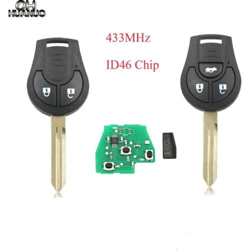 New Replacement 2/3 Button Remote Smart Car Key For Nissan Micra K14 2010+ 433mhz with ID46 Chip FCC ID: CWTWB1U761 Uncut Blade