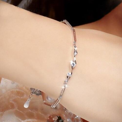 Charm 925 Sterling Silver Bracelets For Women Jewelry Elegant Exquisite Zircon Purple Geometric Bracelet Lady Anniversary Gifts