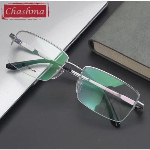 Chashma Top Quality Men Prescription Glasses Frame Pure Titanium Eyeglasses IP Plating Not Lose Color Spectacles