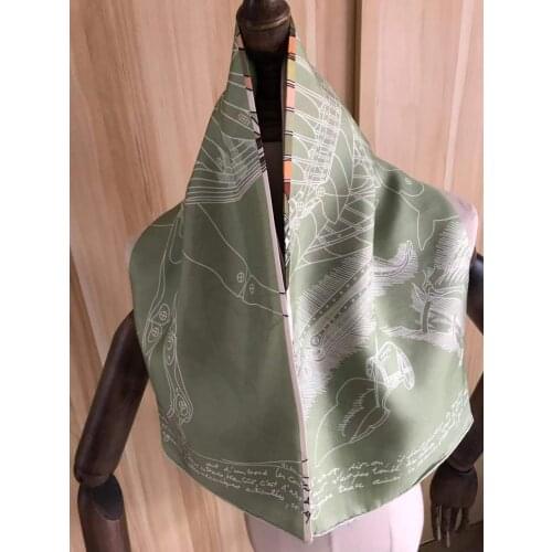 2021 New Arrival Fashion Elegant blue 100% silk scarf 90*90 cm square shawl twill wrap for women lady girl