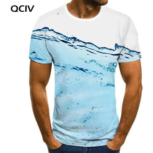 QCIV Brand Water T-shirt Men Painting T-shirts 3d Novel Shirt Print Art Anime Clothes Mens Clothing summer Printed Male O-Neck