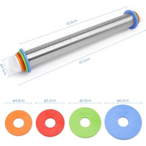 Adjustable Stainless Steel Rolling Pin Dough Cake Roller Pizza Pastry Pie Baking Dough Rolling Pin Tools