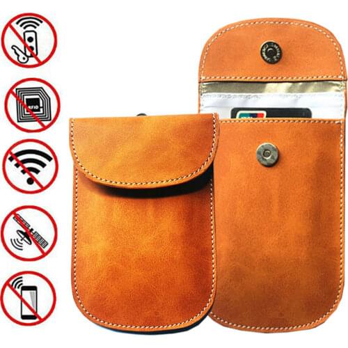 RFID Car Key Signal Blocking Pouch Universal Car Key Protector Leather Cases Anti Theft Lock Devices Privacy Security Protection