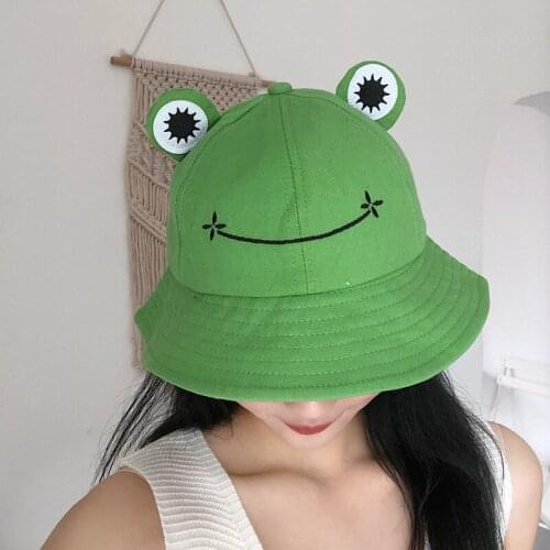 Cute Frog Bucket Hat for Women Summer Women Panama Outdoor Hiking Beach Fishing Cap Sunscreen Unisex Sunhat Anti-UV Hat Gift